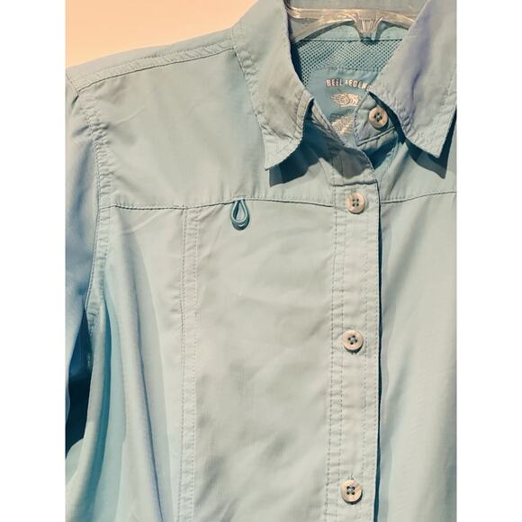 Reel Legends Shirt Women's Size Small Blue Long Sleeve Button Up Pockets - Picture 3 of 6